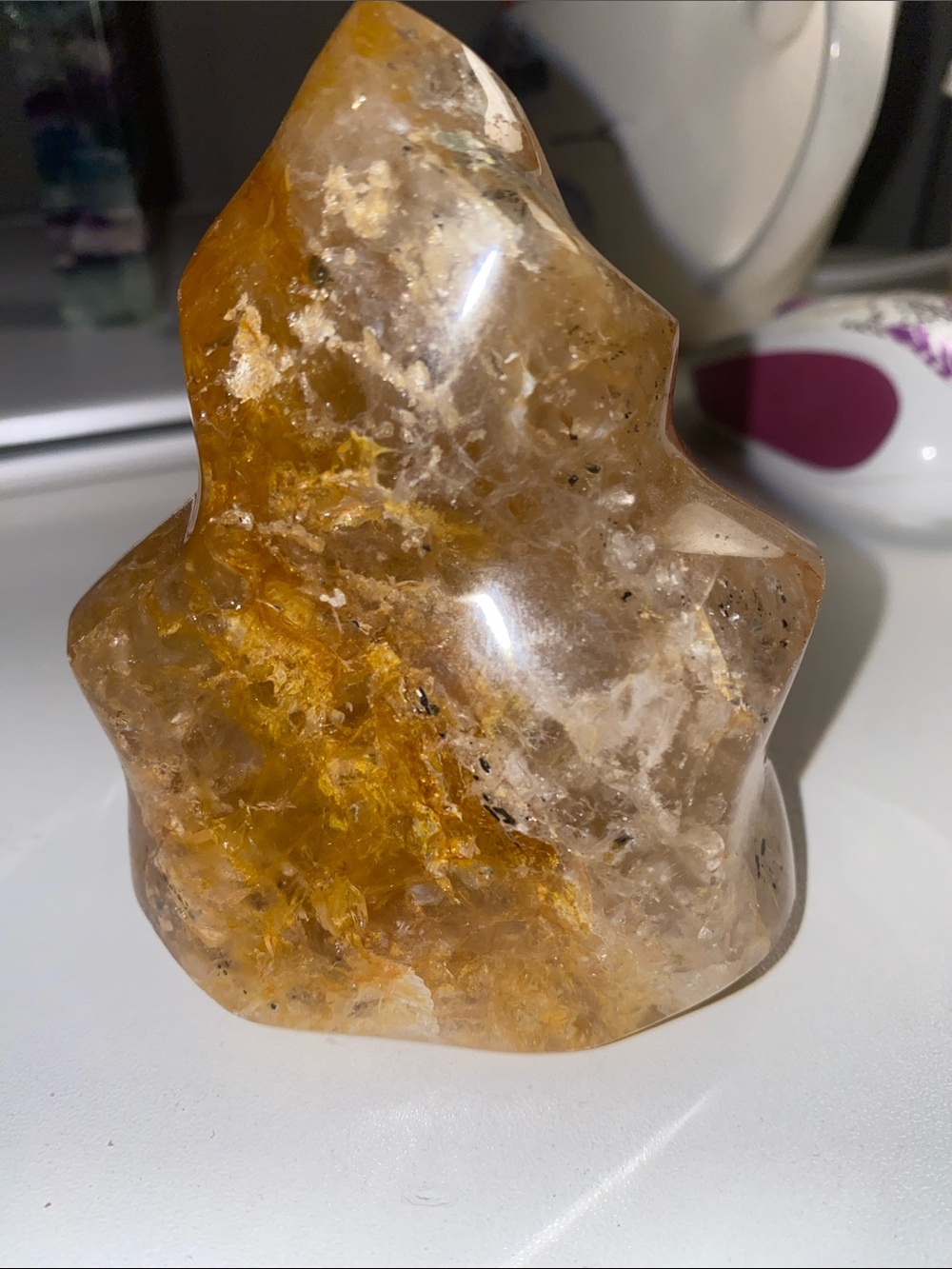 polished Golden Healer Quartz Flame